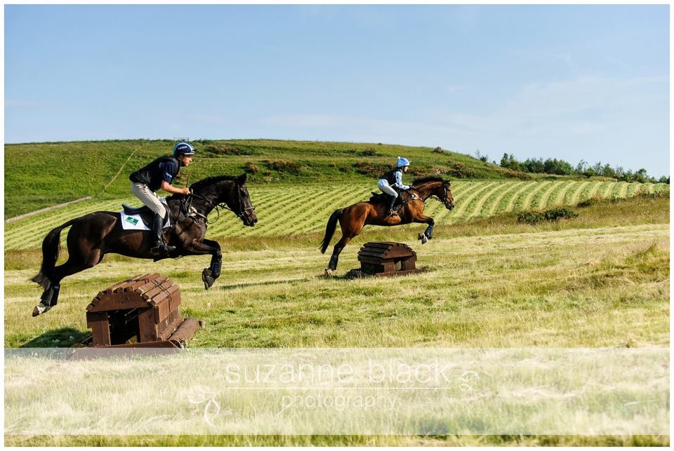 Wills Oakden Eventers and Aimee Rigg over pheasant feeders